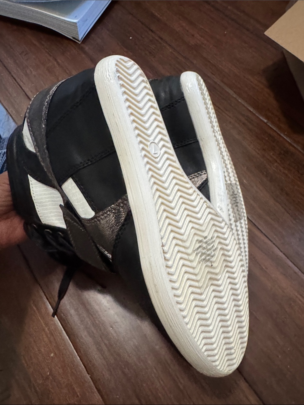 Express Black and White High-Top Wedge Sneakers - Picture 3 of 5